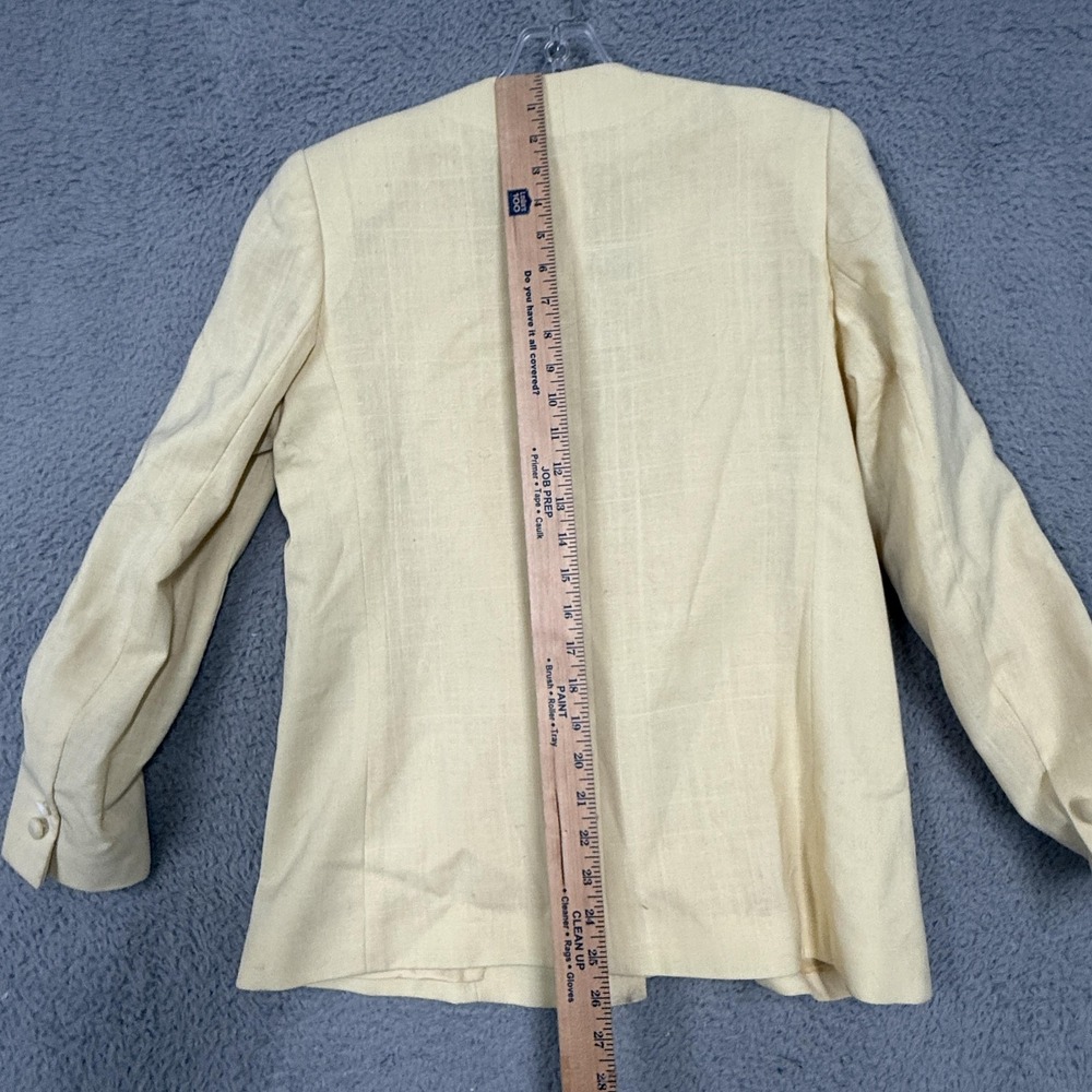 Vintage Kasper For A.S.L. Blazer Jacket Womens 8 Beige Cutwork Floral 80s - Picture 14 of 16